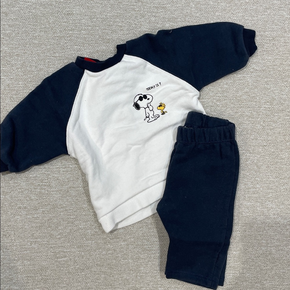 3-6m ZARA Snoopy and Woodstock baby sweatsuit Outfit